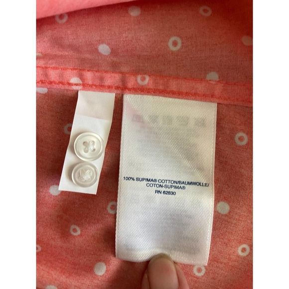 NWOT Lands'‎ End No Iron Supima Orange Polka Dress Shirt Size 4 - Picture 5 of 7